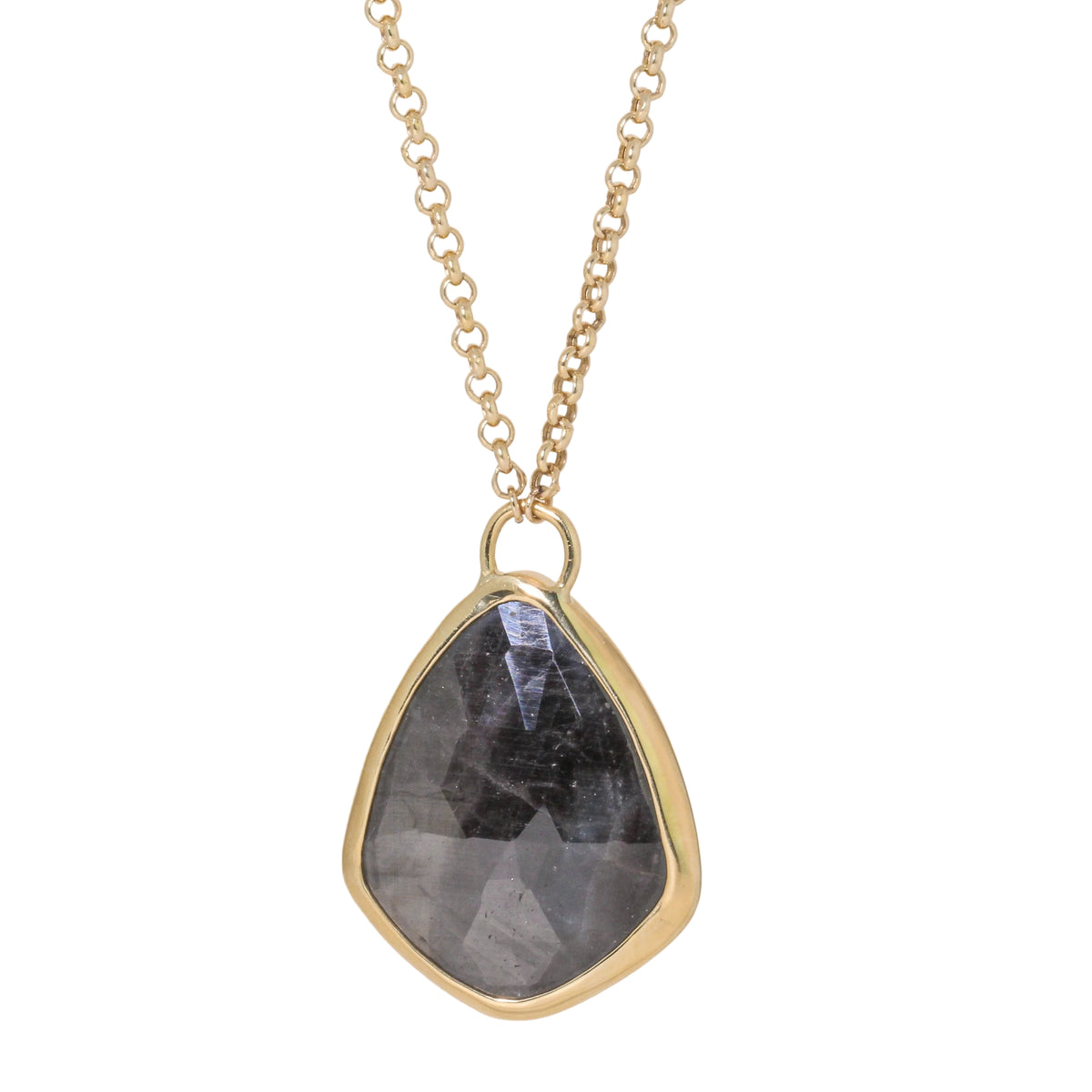 Brown Sapphire Shield Necklace