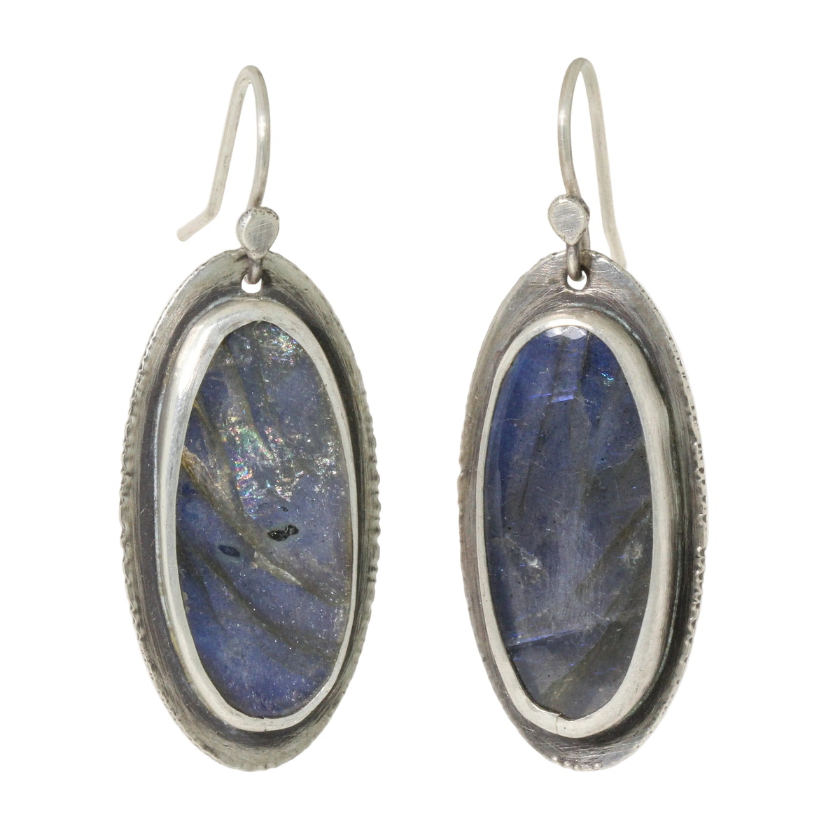 Oval Blue Labradorite Earrings