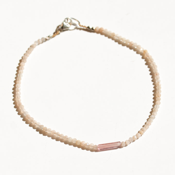 Peach Moonstone + Tourmaline Bracelet No.26