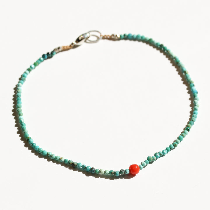 Turquoise + Coral Bracelet No.34