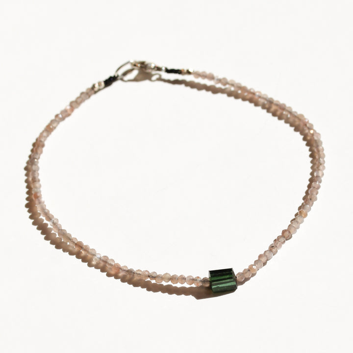 Chocolate Moonstone + Green Tourmaline Bracelet No.41