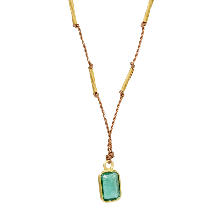 Emerald + 22k Bars Necklace