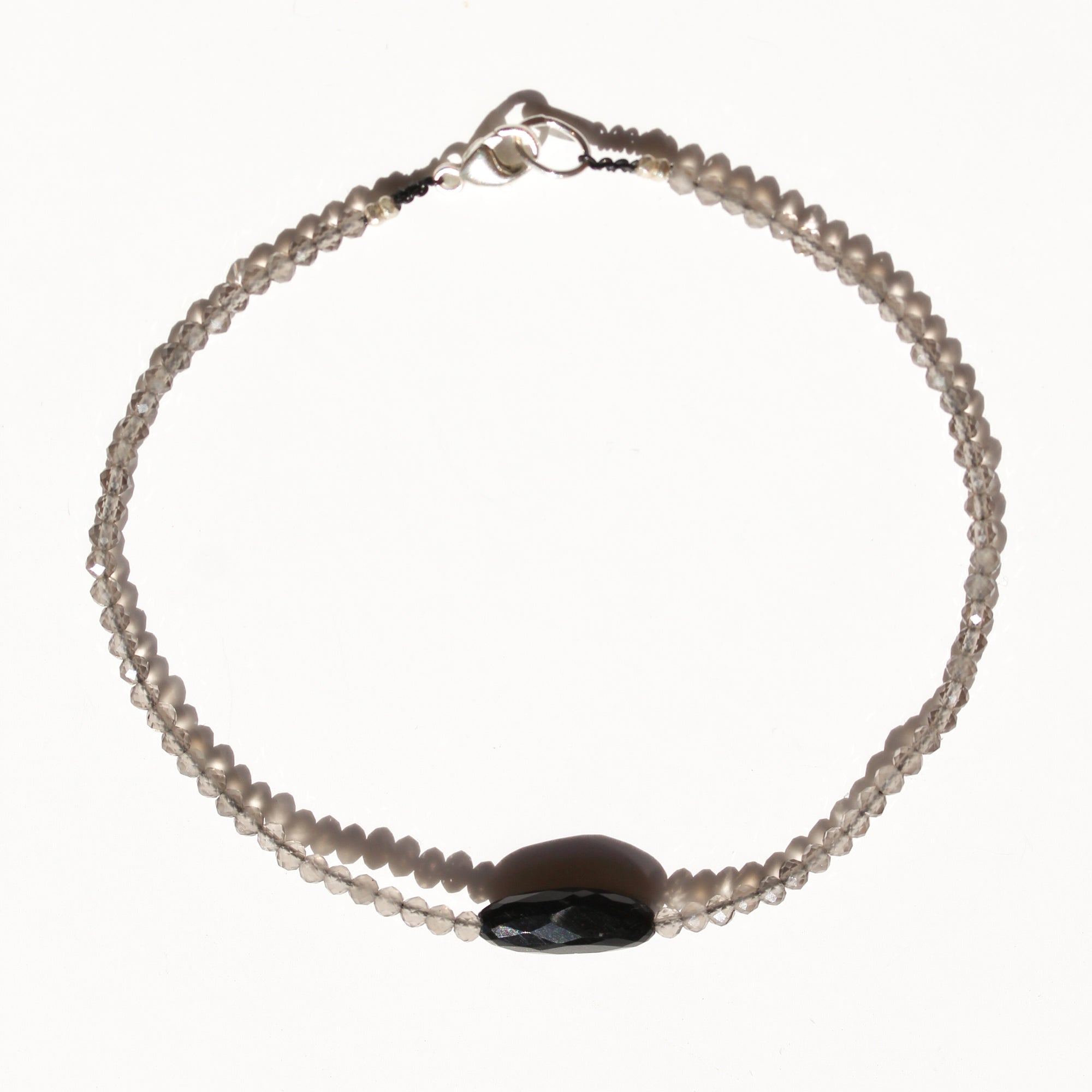 Grey Moonstone + Onyx Bracelet No.60