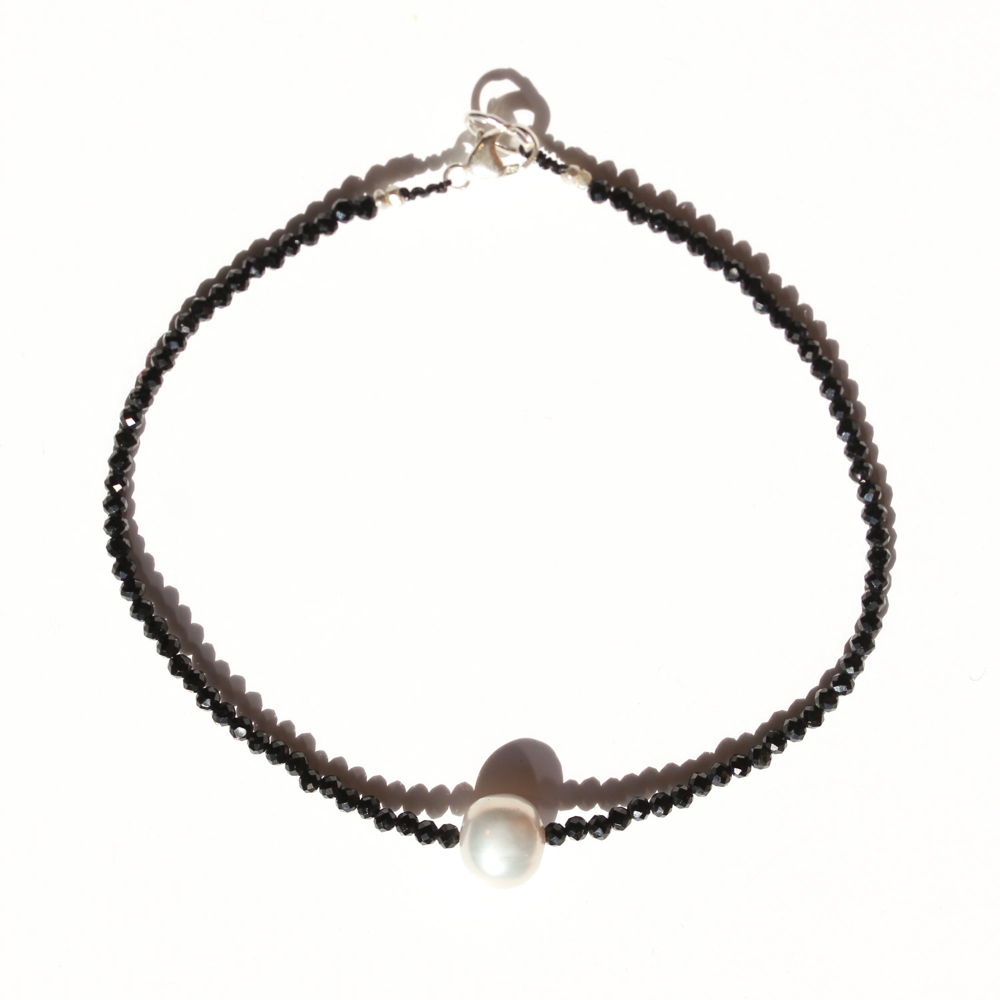 Black Spinel + Pearl Bracelet No.62