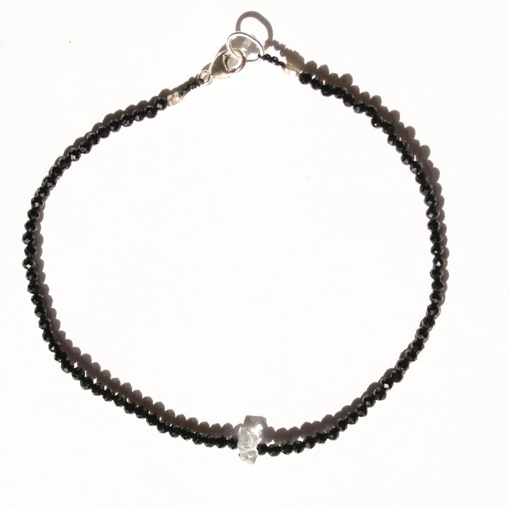 Black Spinel + Herkimer Bracelet No.63