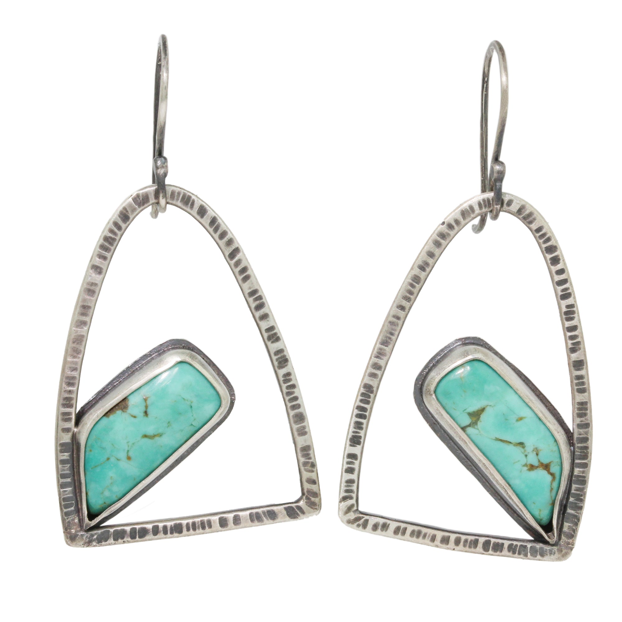 Forged Turquoise Mountain Earrings