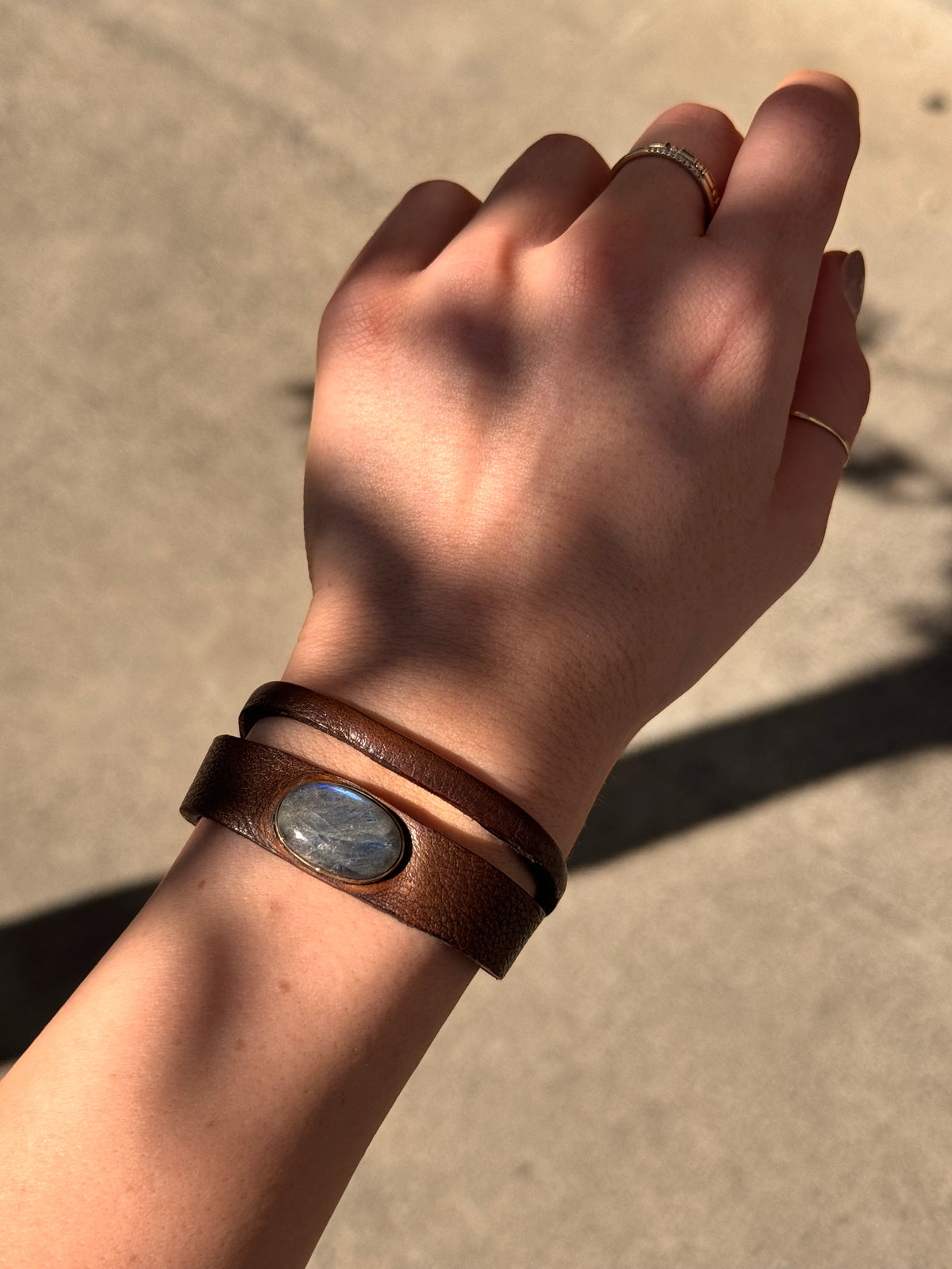 Labradorite Double Leather Bracelet