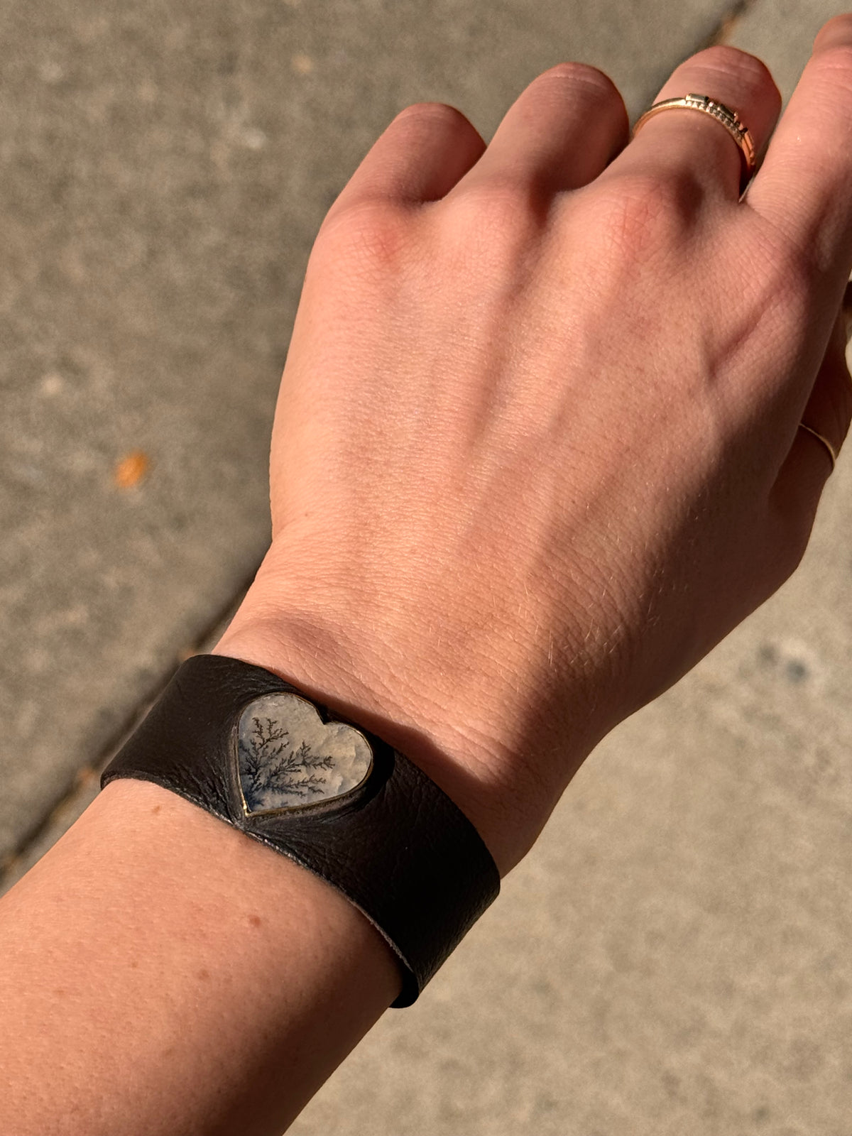 Dendritic Heart Leather Bracelet