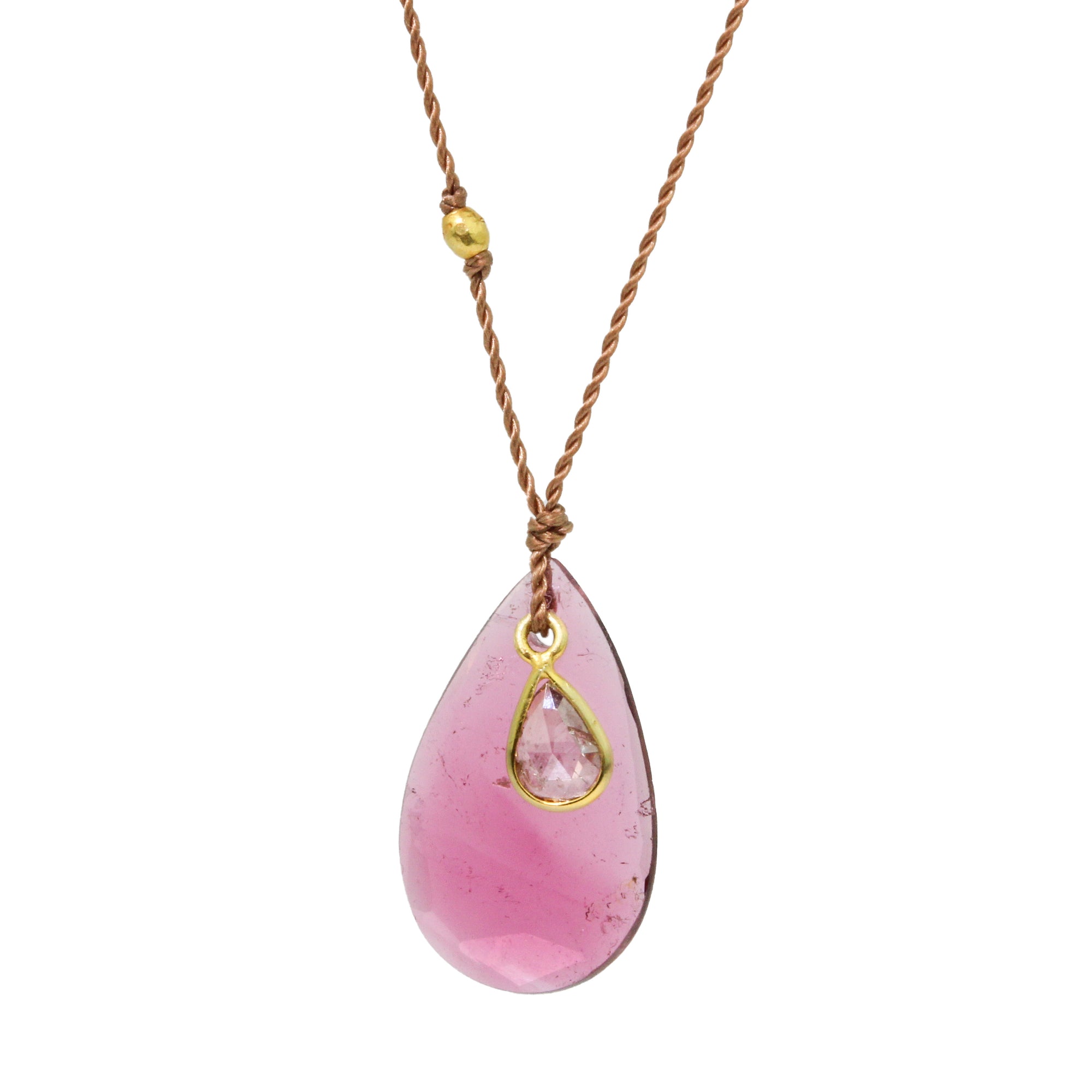 Pink Tourmaline + Diamond Necklace