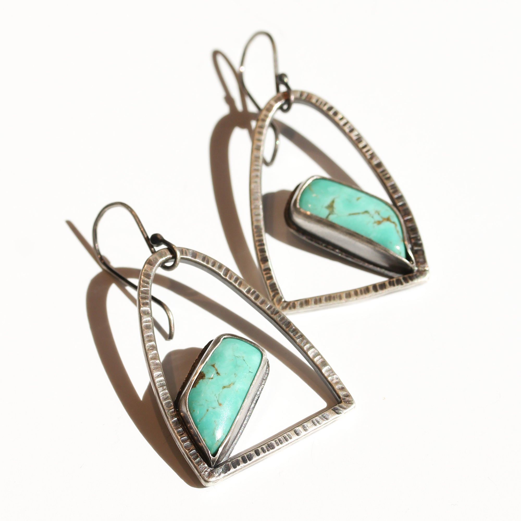 Forged Turquoise Mountain Earrings