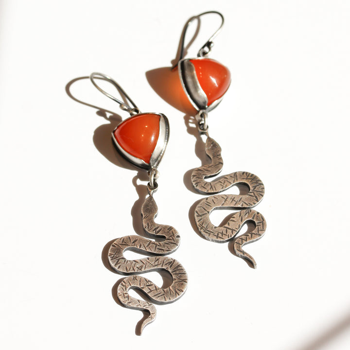 Carnelian Snake Earrings