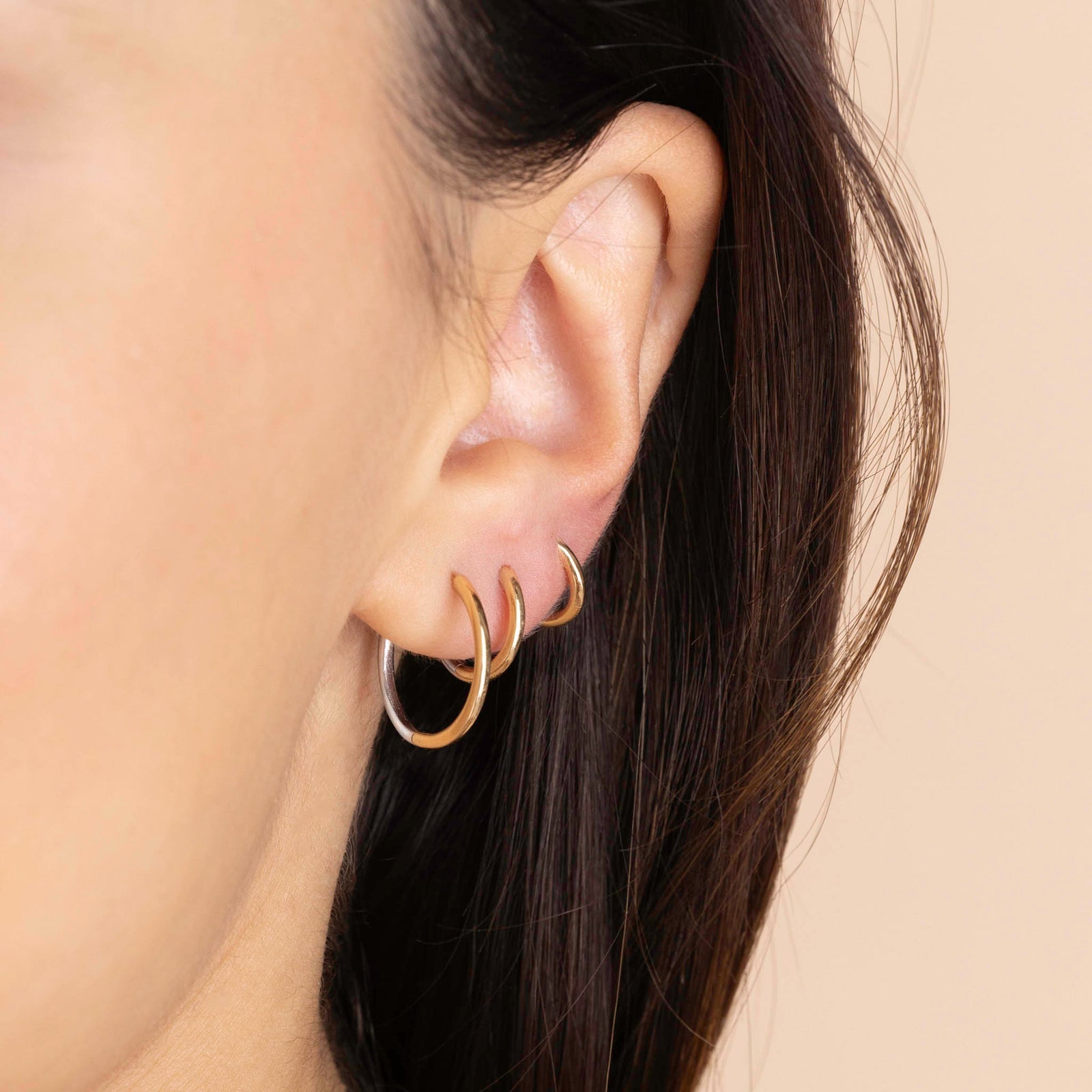 10.5mm Two Tone Huggie Hoop - Single