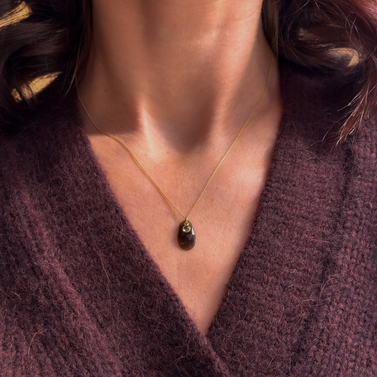 Green Tourmaline + Sapphire Chain Necklace