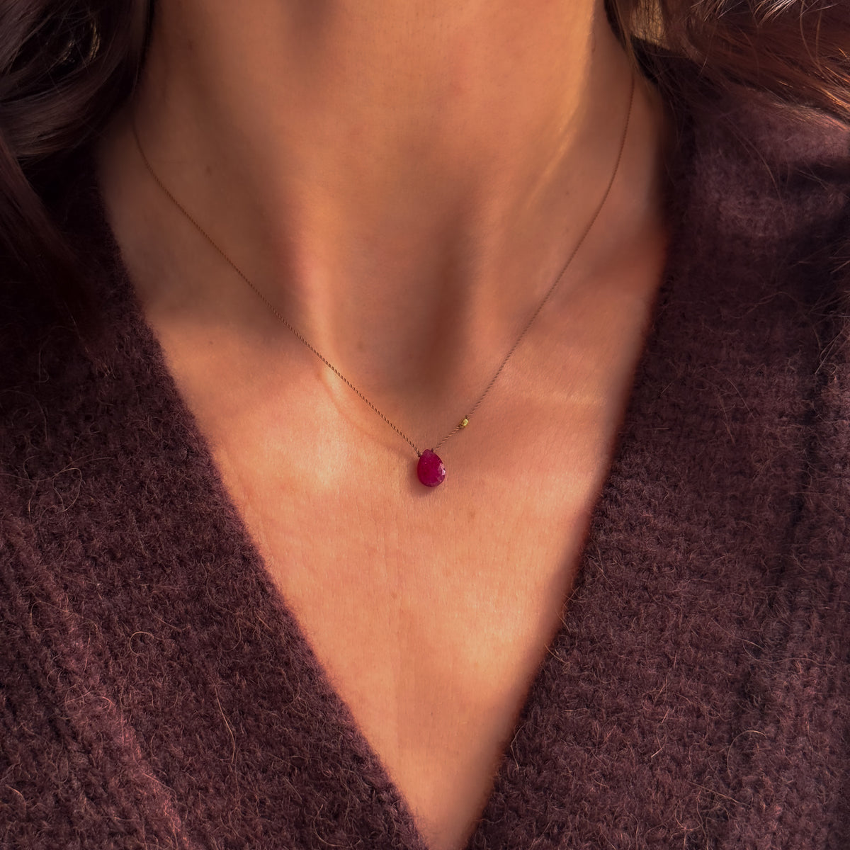 Ruby Droplet Necklace