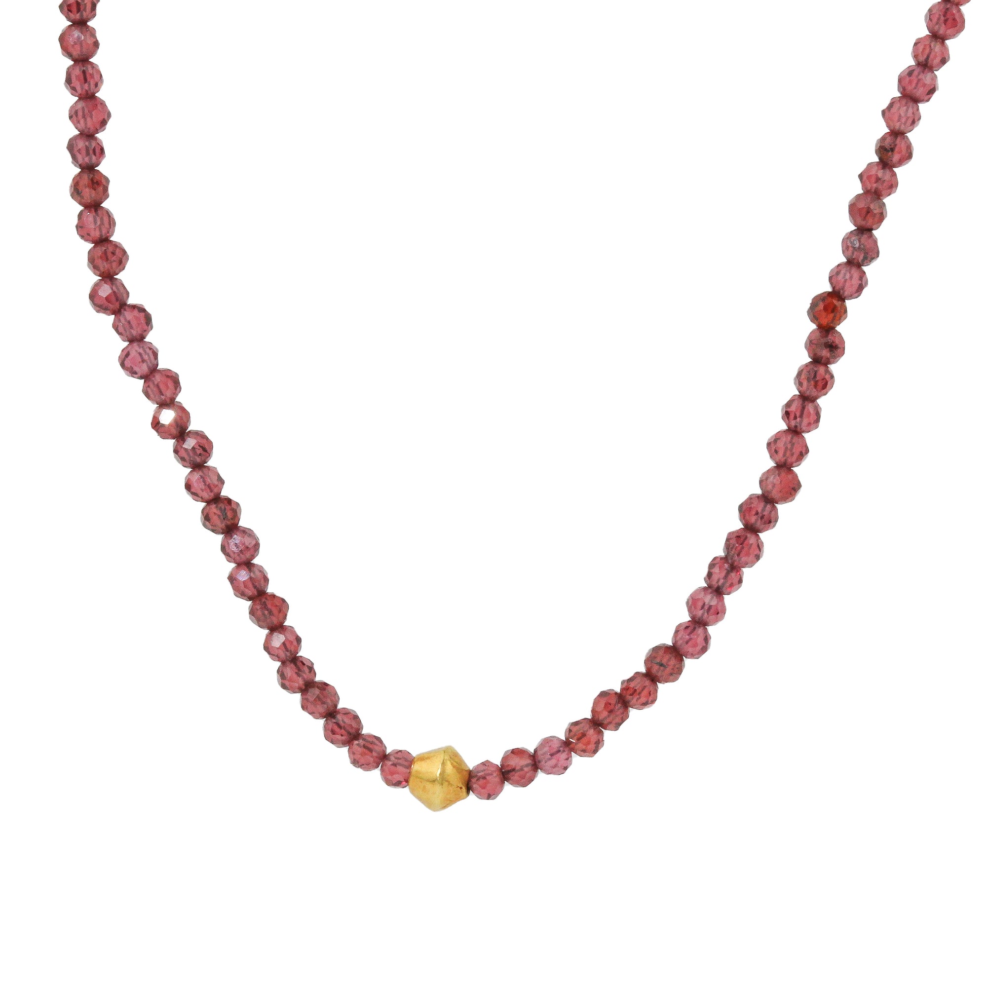 Garnet + 18k Bead Necklace