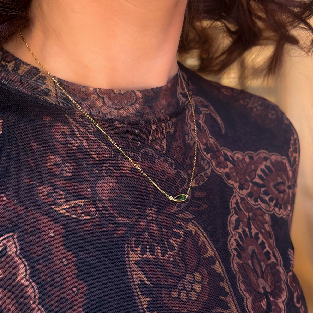 Green Tourmaline & Diamond Necklace