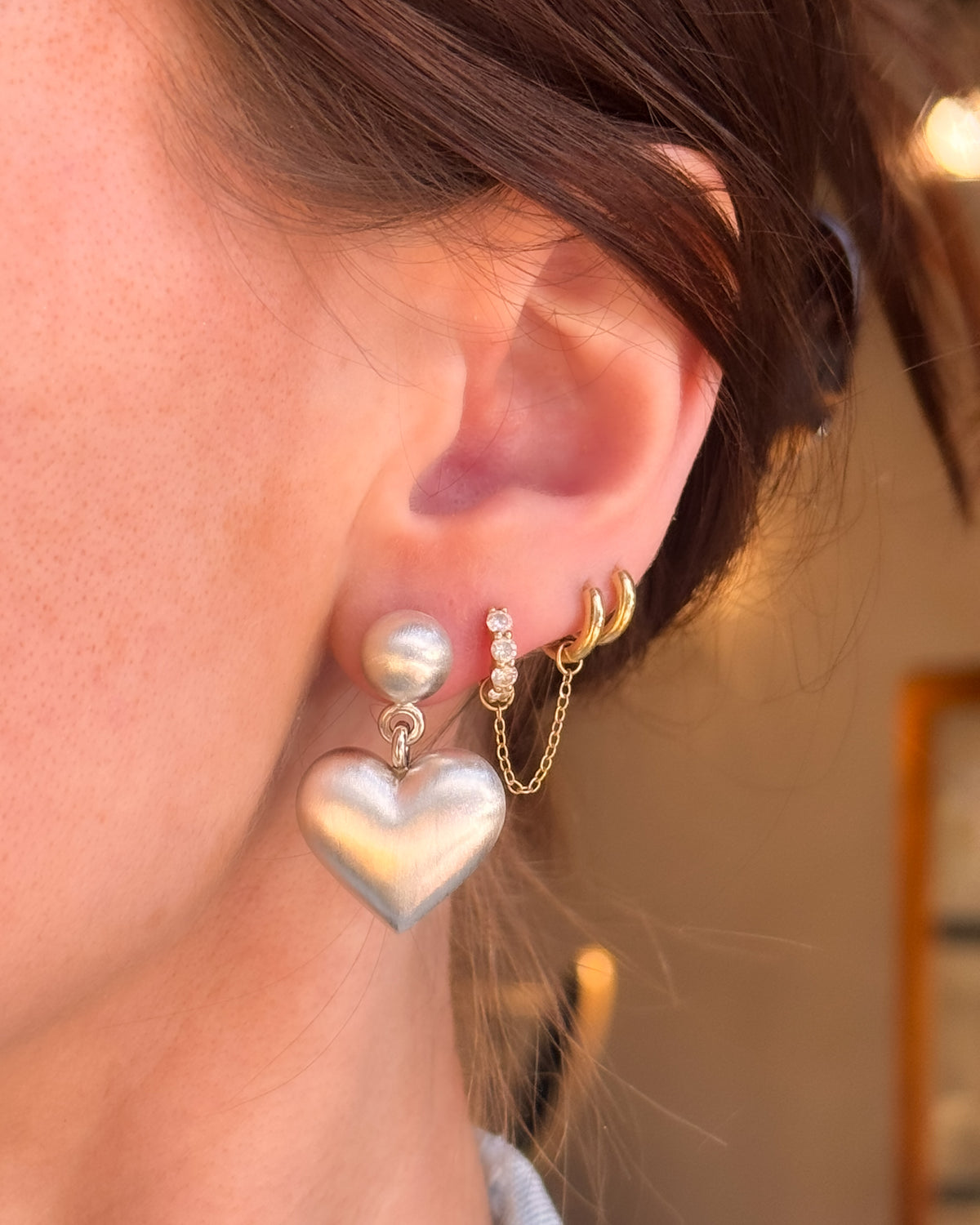 Large Puffed Heart Earrings