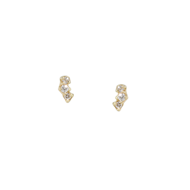 Trio White Diamond Stud Earrings