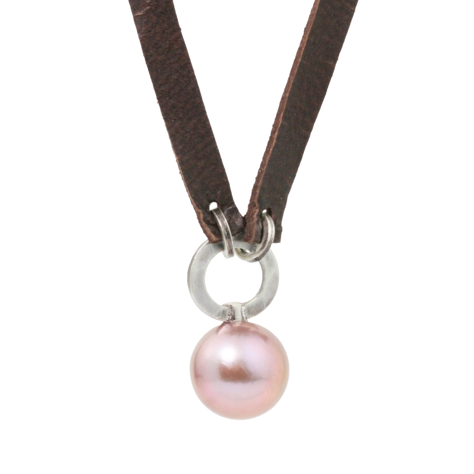 Pink Pearl Leather Necklace