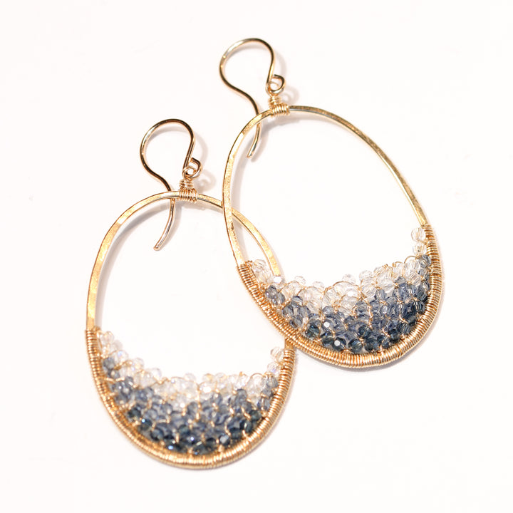 Denim Crescent Mosaic Earrings