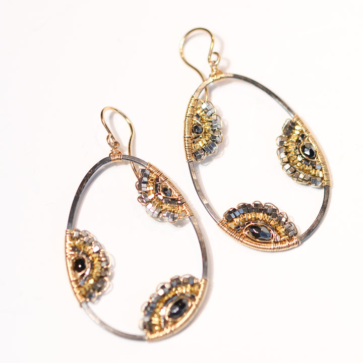 Hematite Bloom Mosaic Earrings