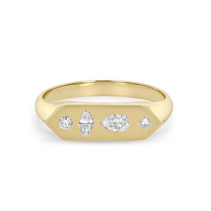 Mosaic Signet Diamond Ring