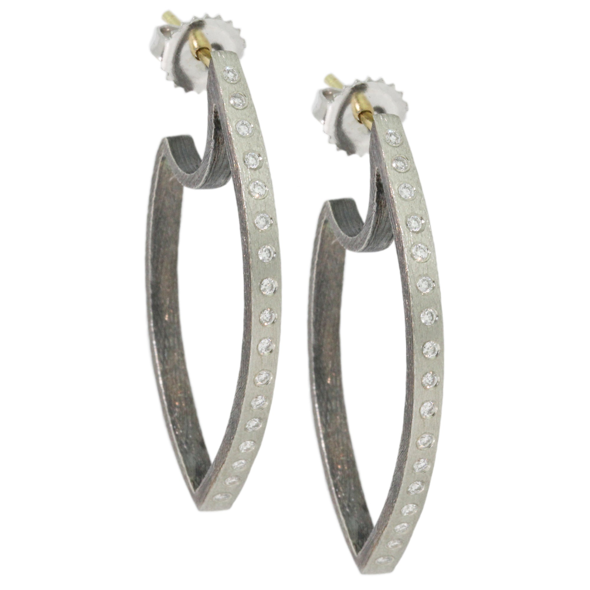 Medium Celine Dagger Silver Hoop Earrings