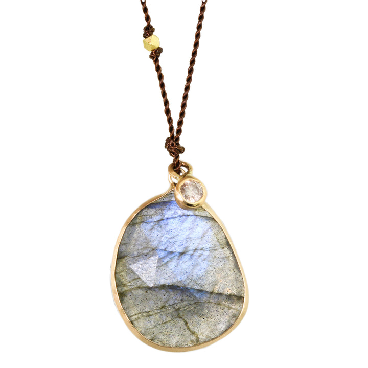Labradorite and Diamond Drop Necklace