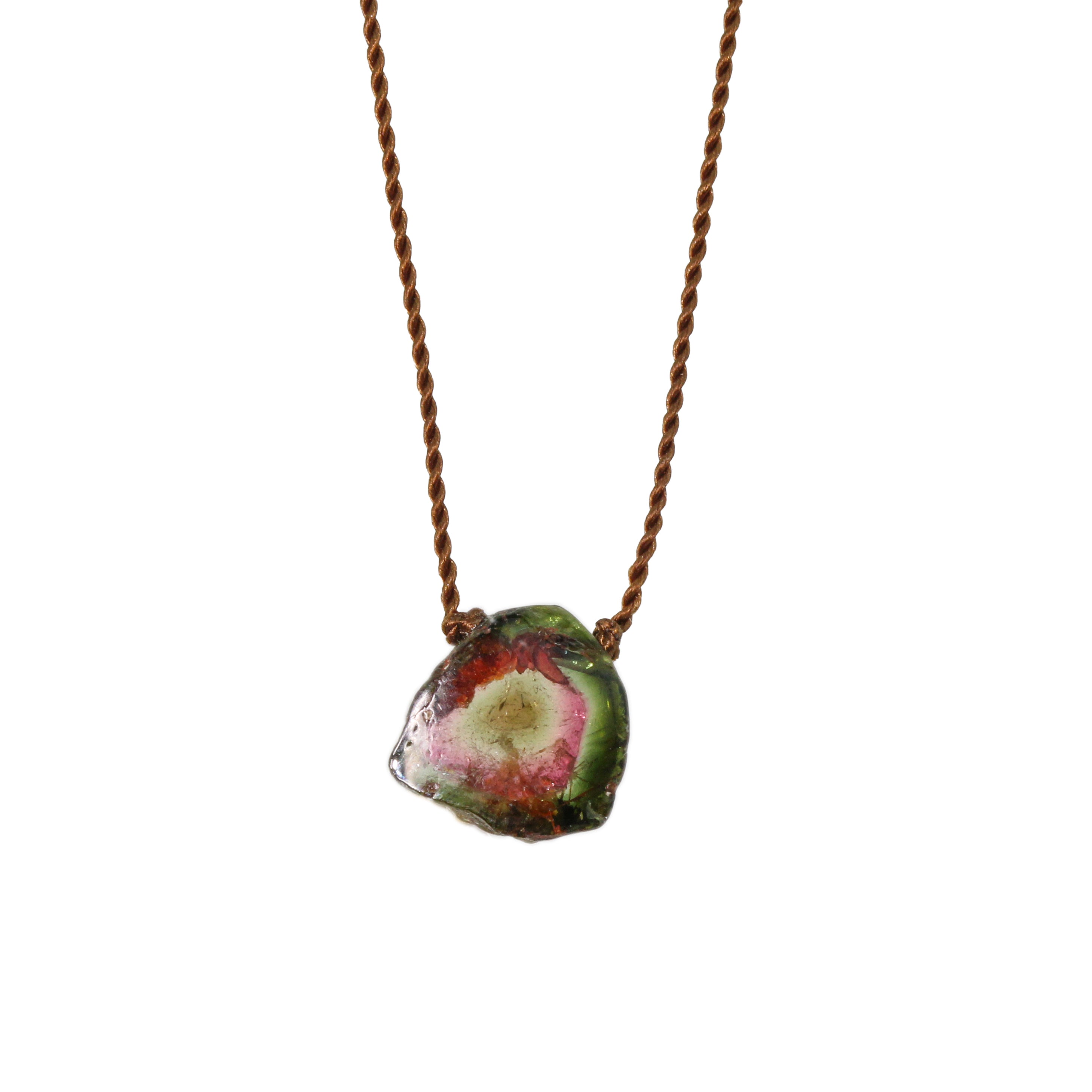 Mini Watermelon Tourmaline Slice Necklace