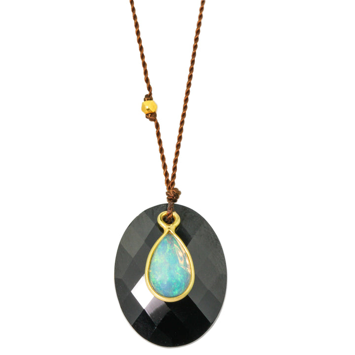 Black Spinel and Opal Necklace