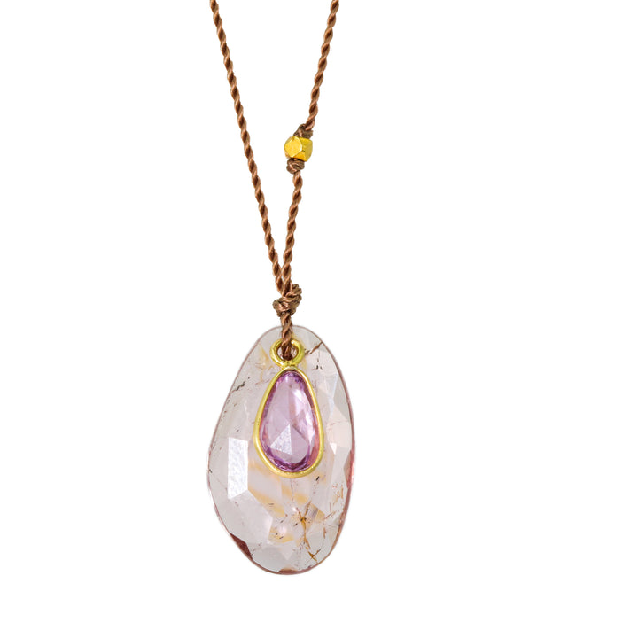Light Pink Tourmaline and Pink Sapphire Droplet Necklace