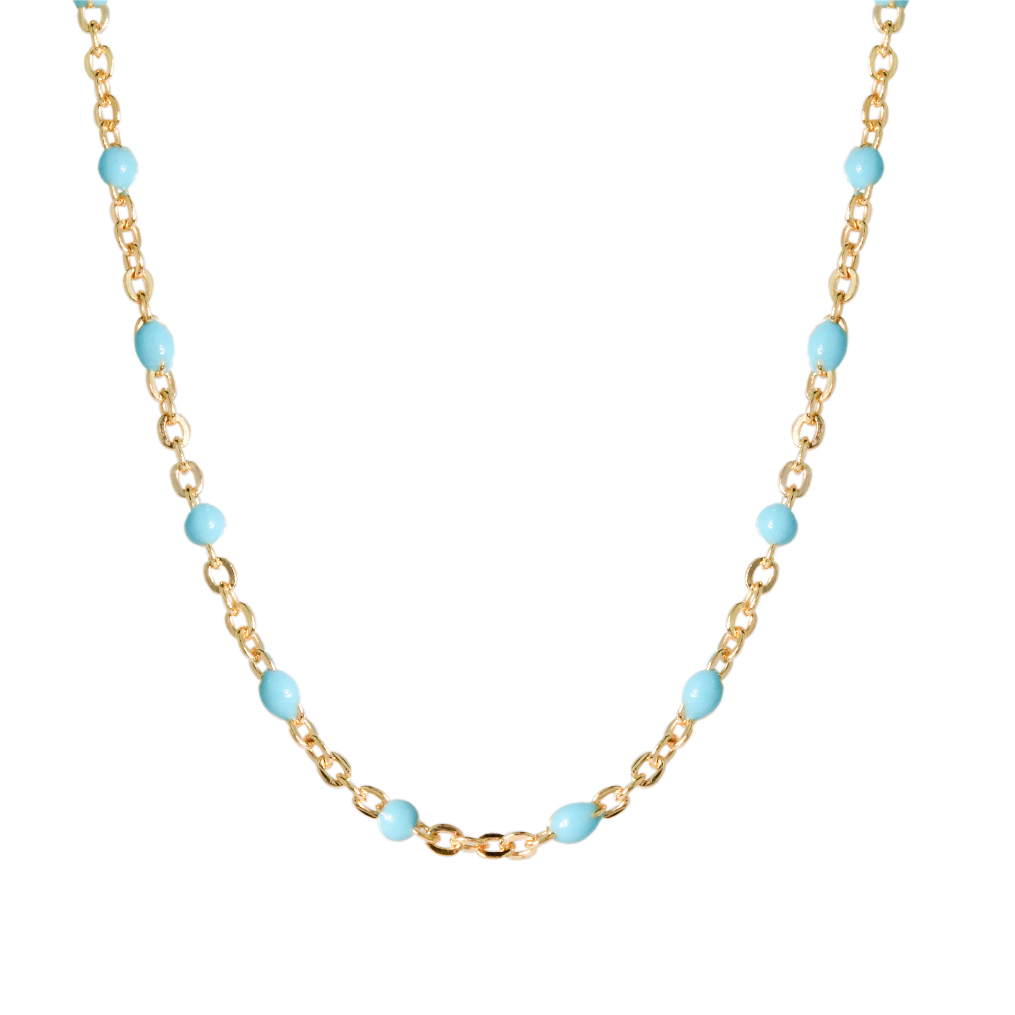 Blue Enamel Dot Necklace