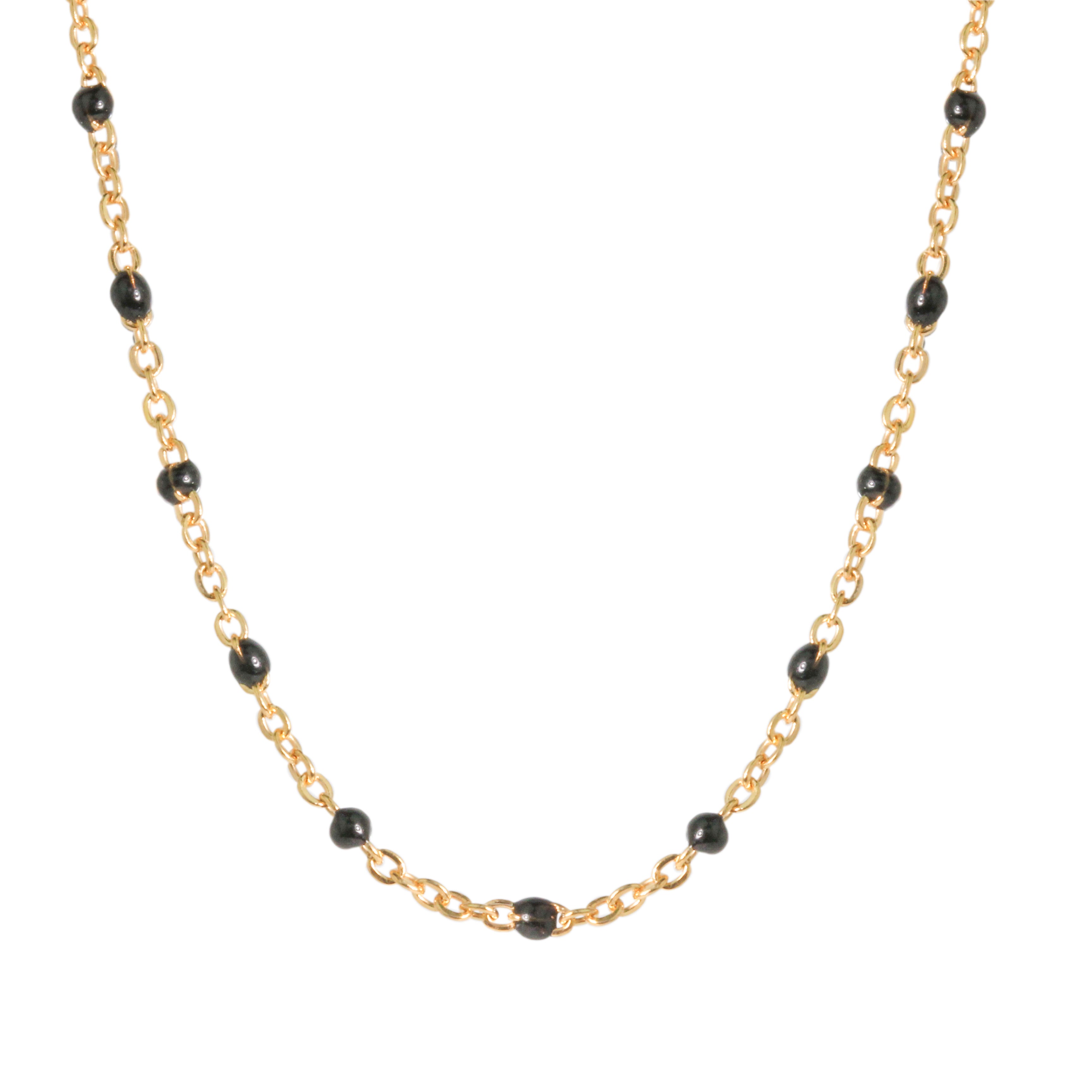 Black Enamel Dot Necklace