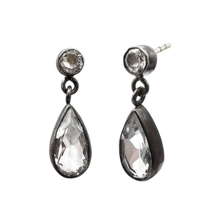 Faceted Clear Quartz Drop Earrings