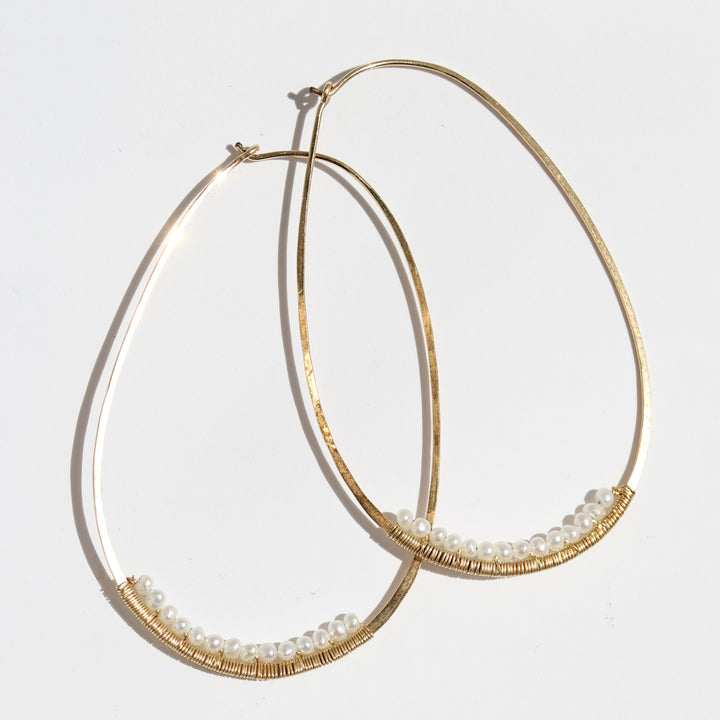 Large Oval Hoops - Pearl
