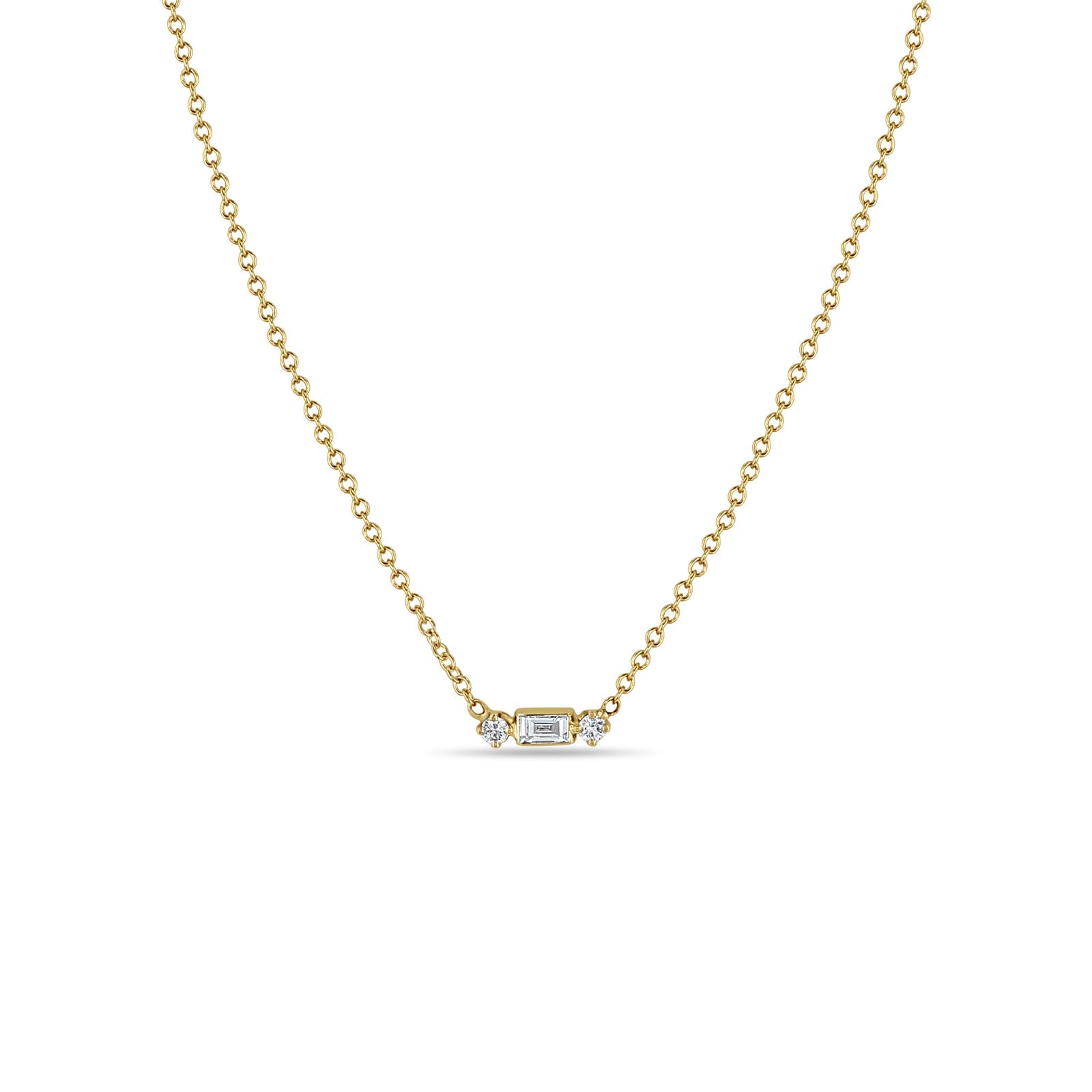 Baguette and 2 Diamond Necklace
