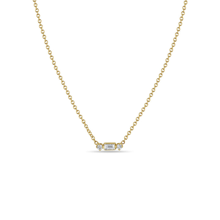 Baguette and 2 Diamond Necklace