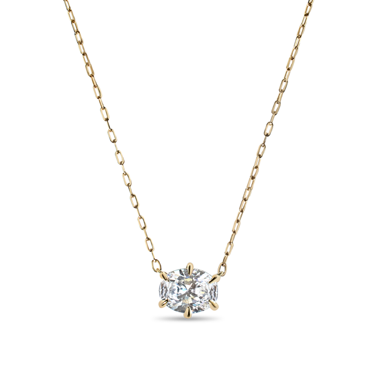 Oval Diamond Pendant Necklace
