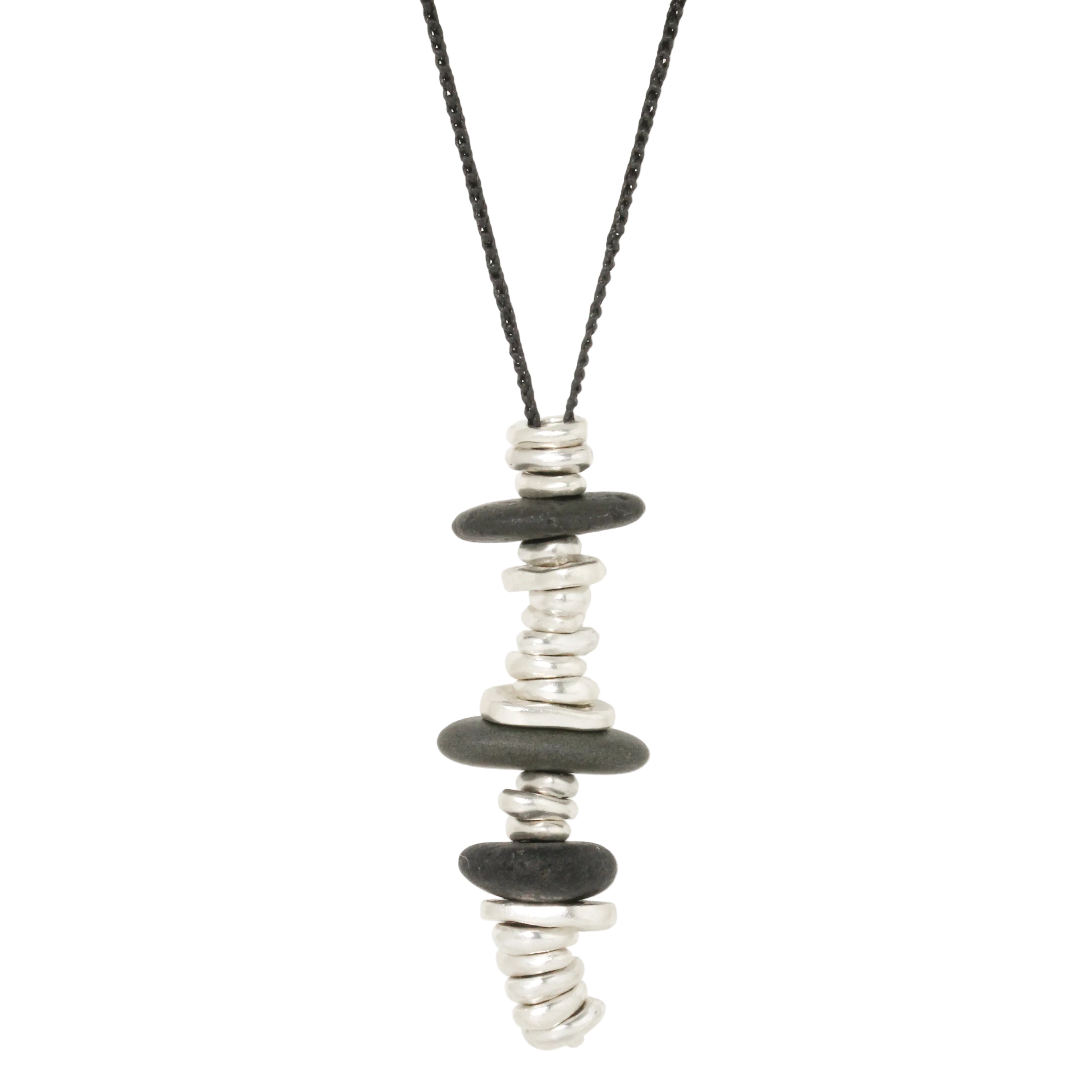 Beach Stone Stacked Long Necklace
