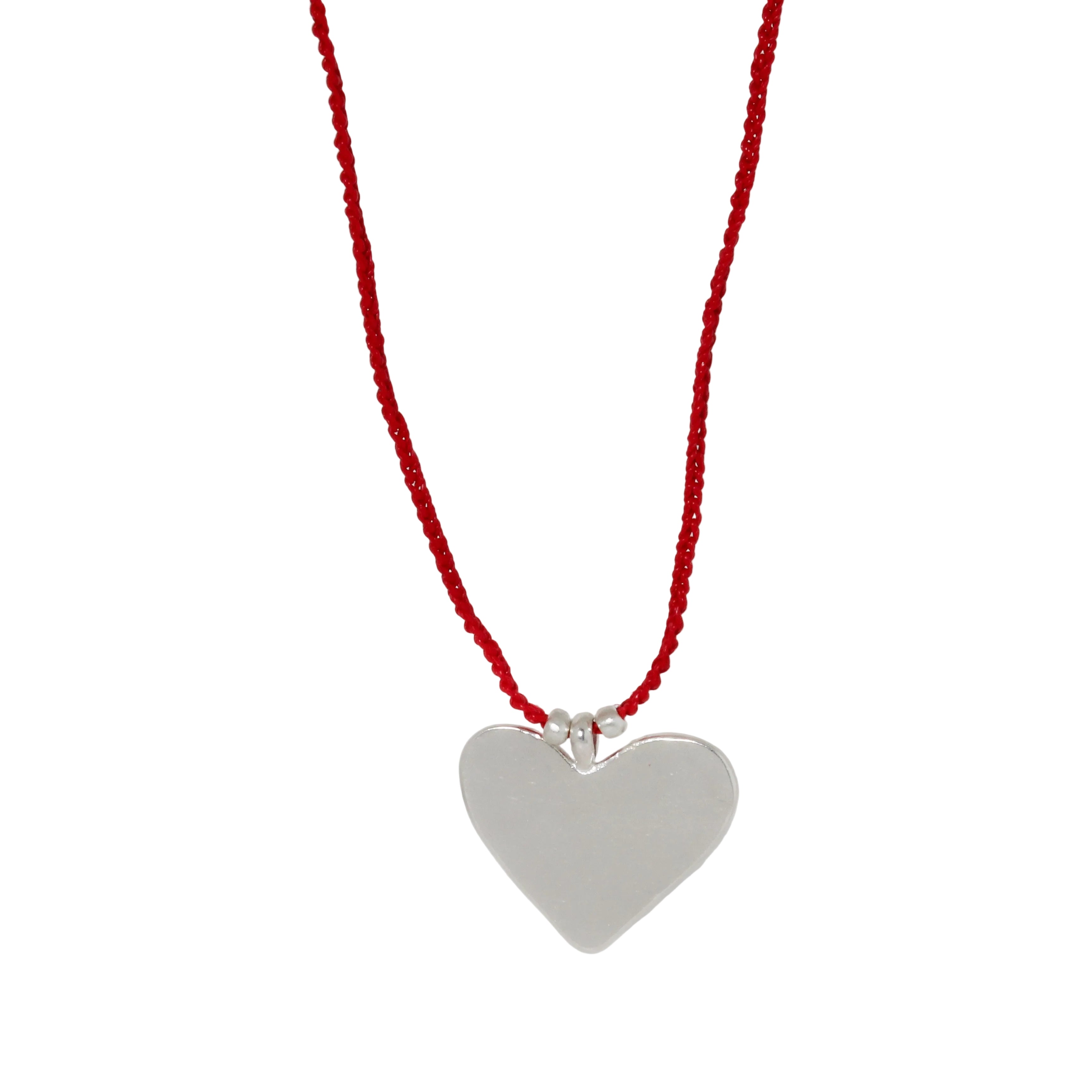 Red Hammered Heart Necklace
