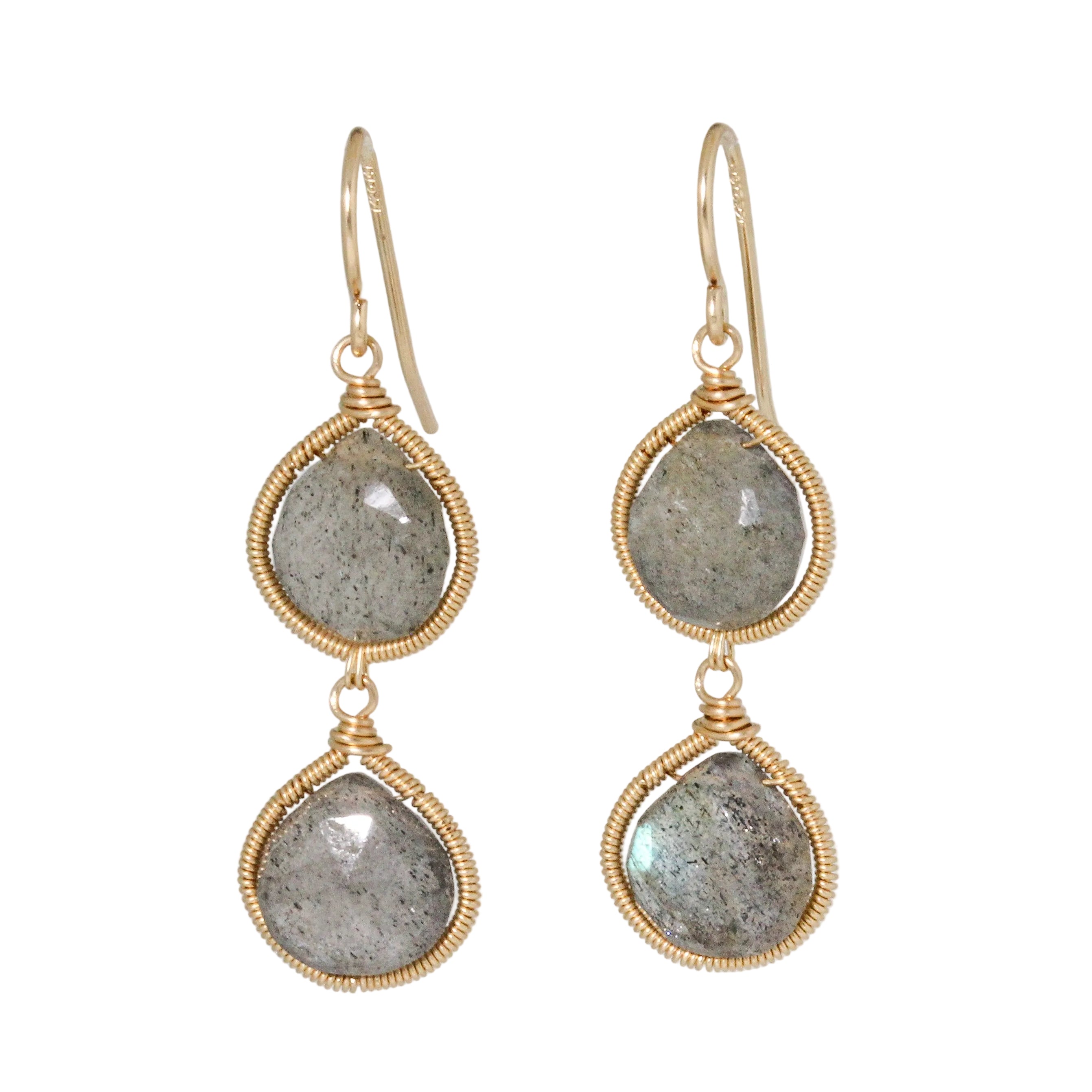 Double Labradorite Drop Earrings