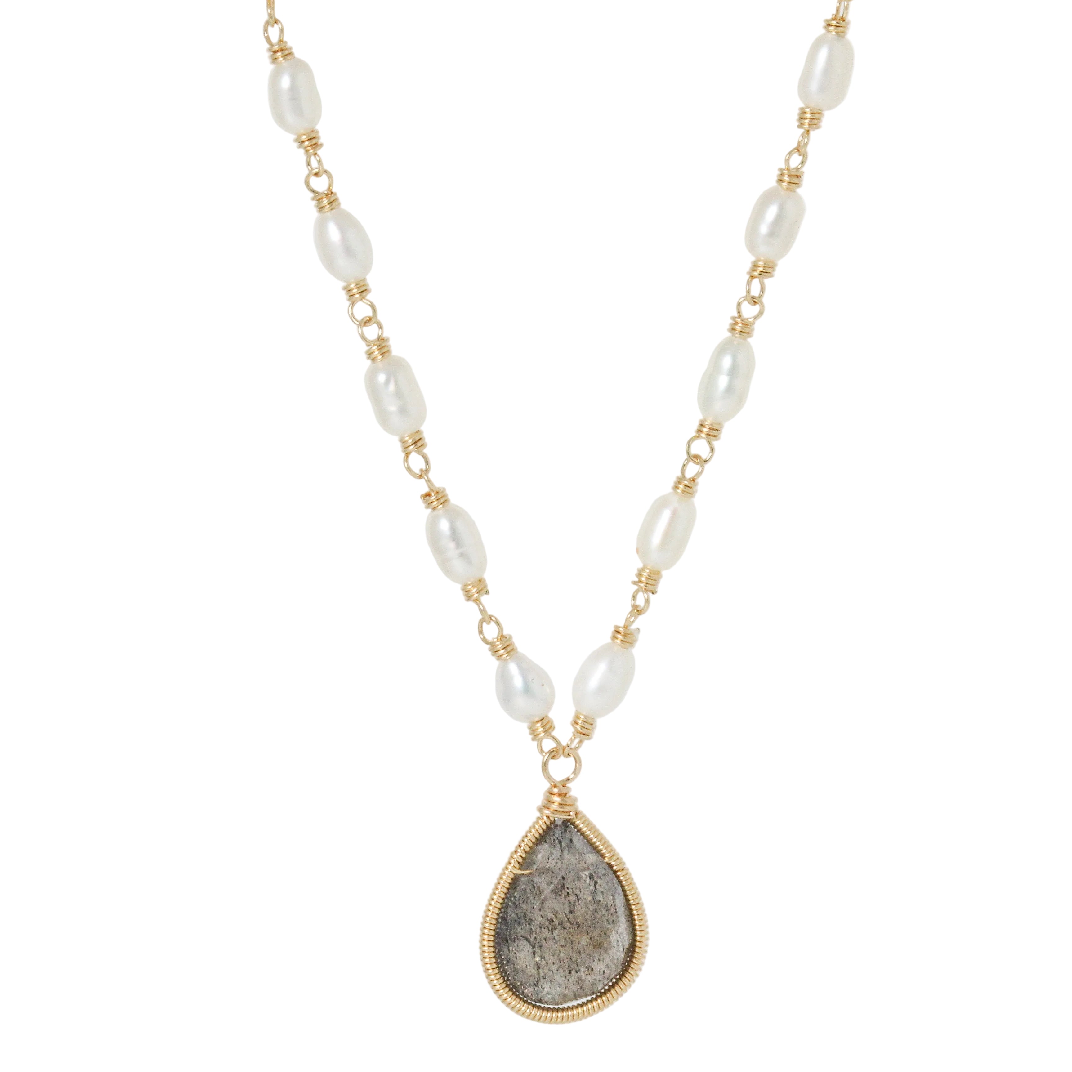Labradorite on Pearls Necklace