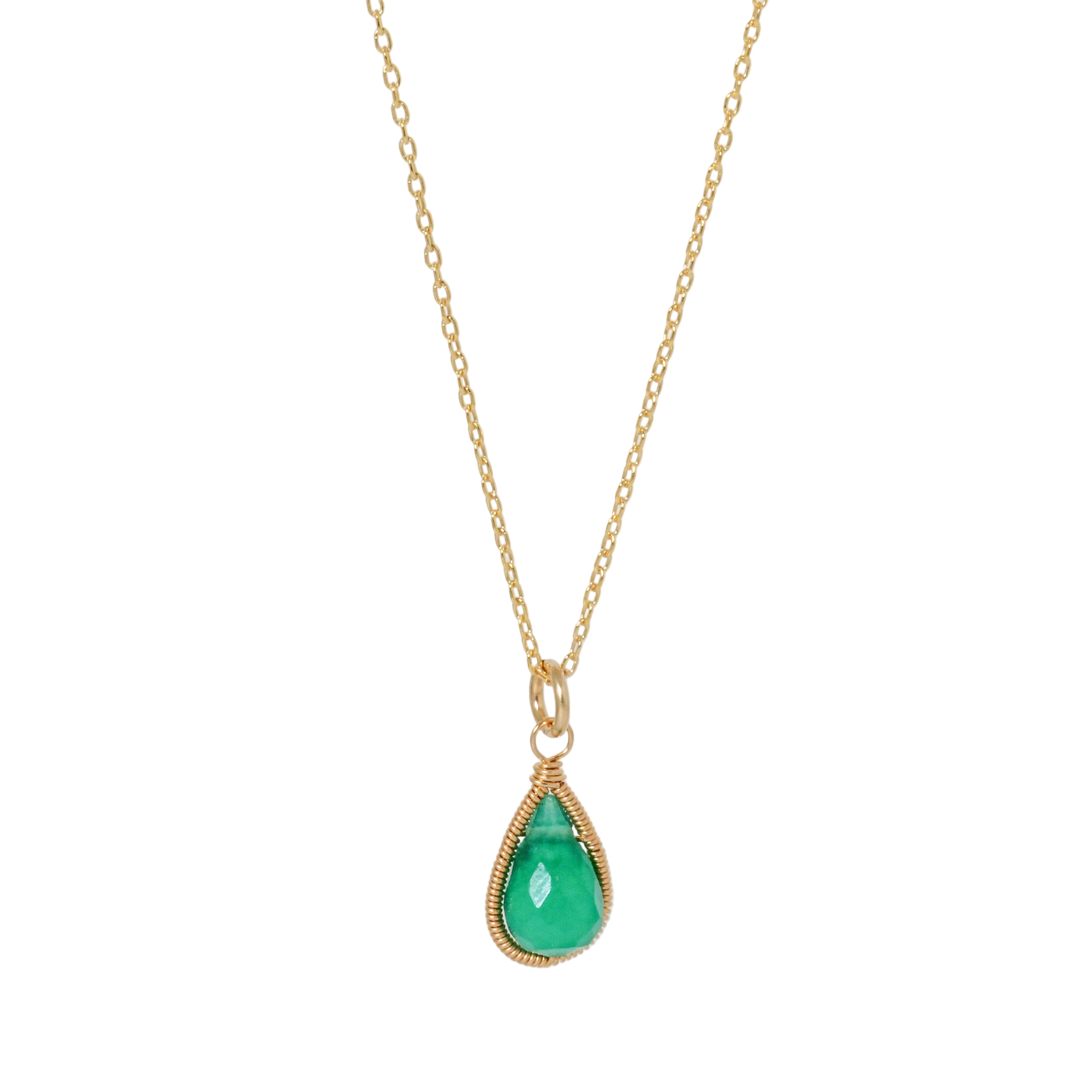 Petite Teardrop Green Onyx Necklace
