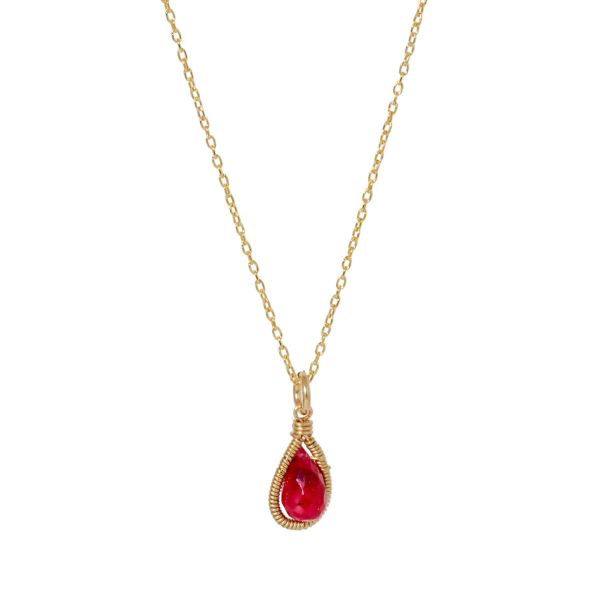 Petite Teardrop Ruby Necklace