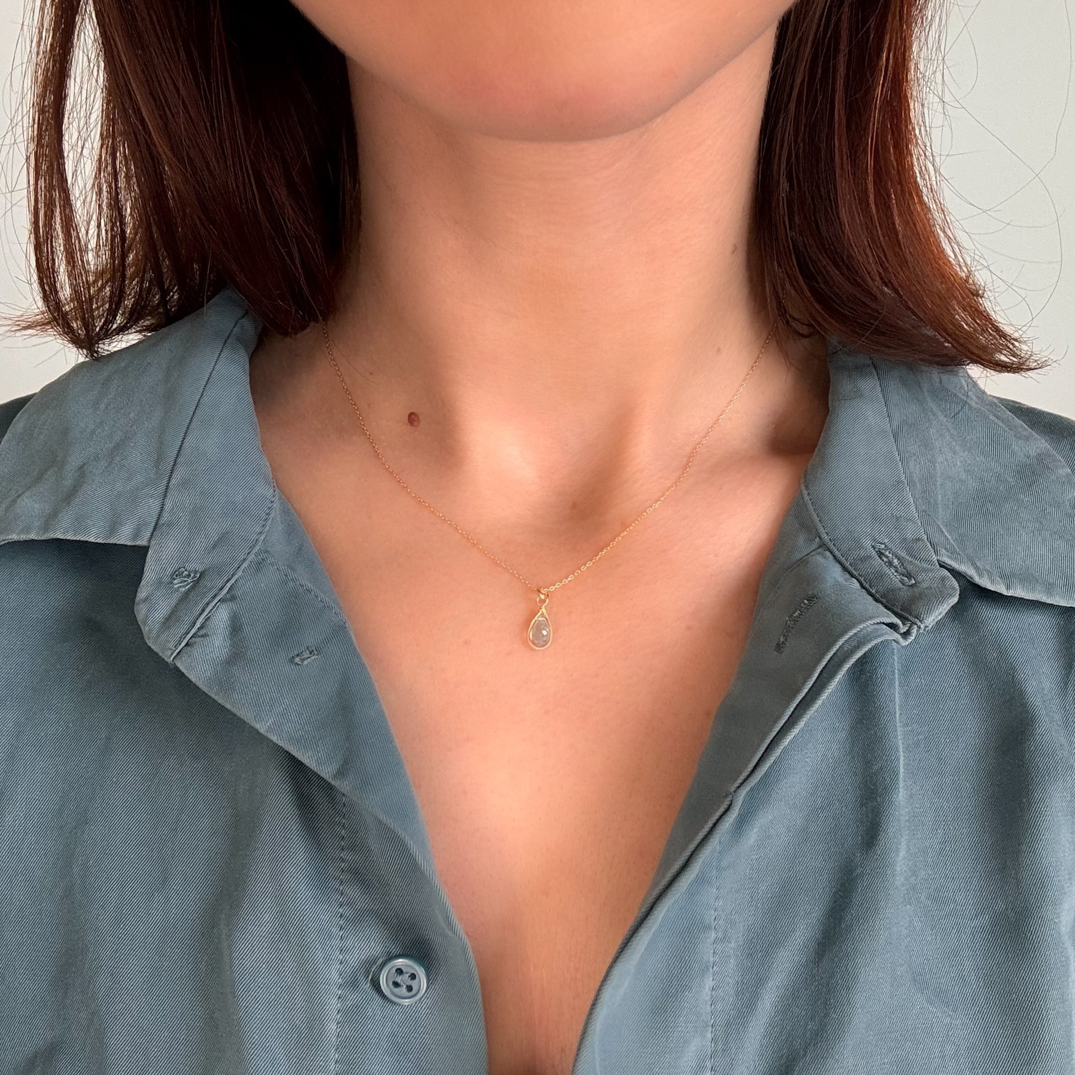 Petite Teardrop Ruby Necklace