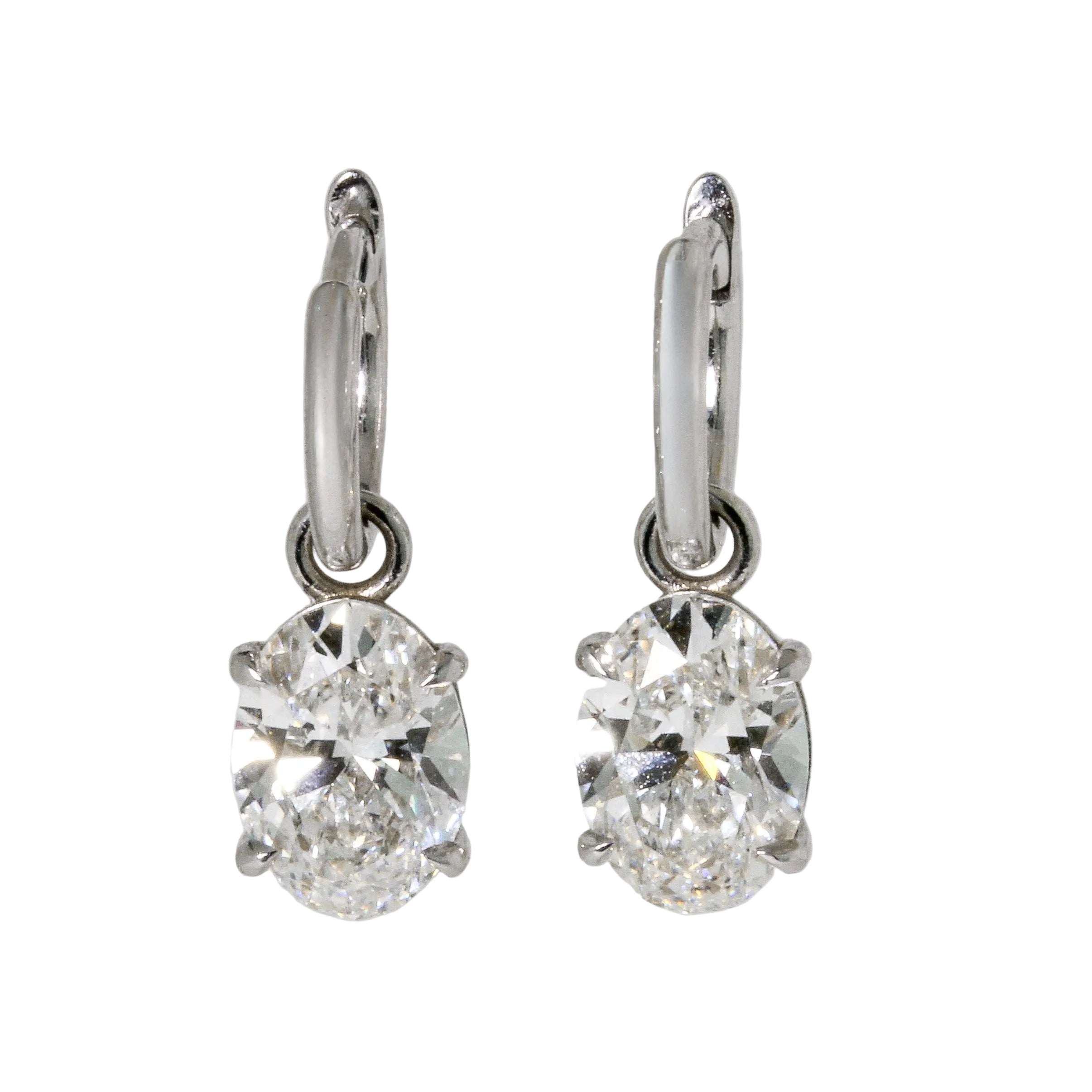 3.10tcw Oval White Diamond Charmed Huggie Hoop Earrings