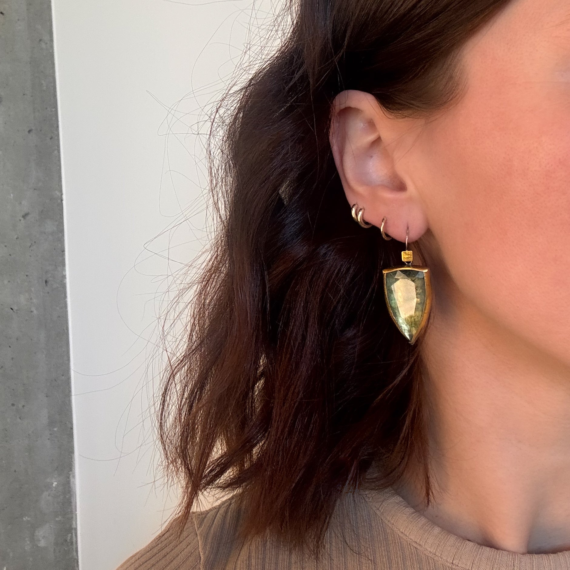 Prehnite Sheild Earrings