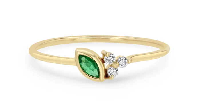 Marquis Emerald and Diamond Ring