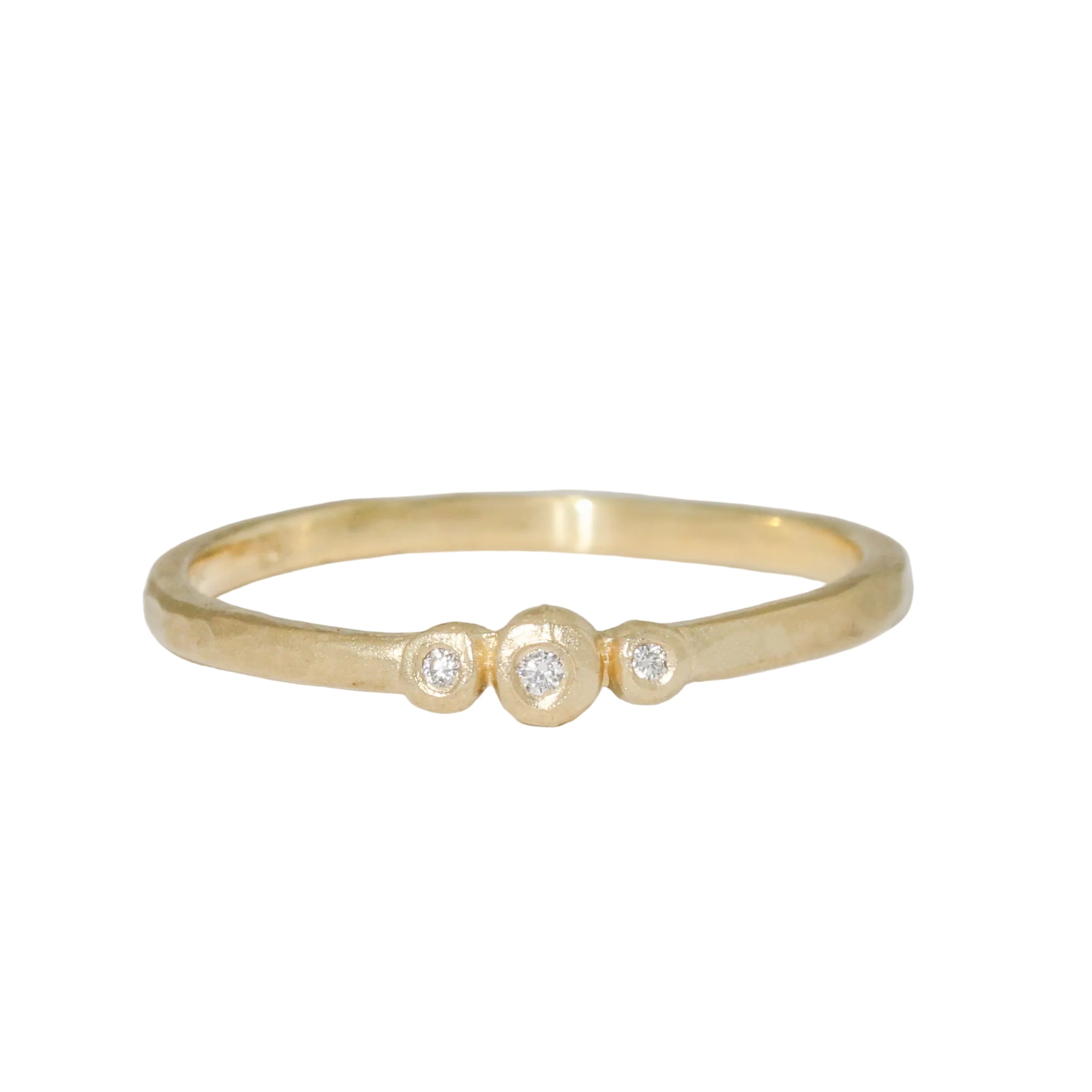 Victoria-Cunningham-hammered-triple-diamond-band 14k yellow gold
