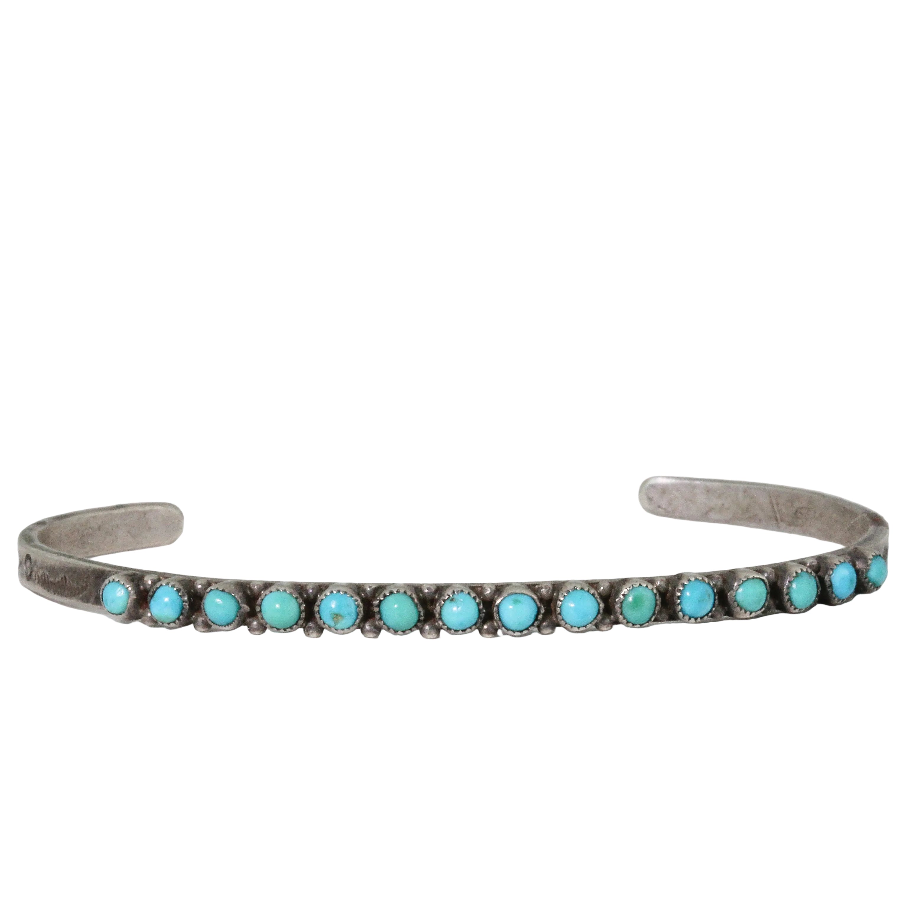 Vintage Petite Zuni Snake Eye Turquoise Bracelet